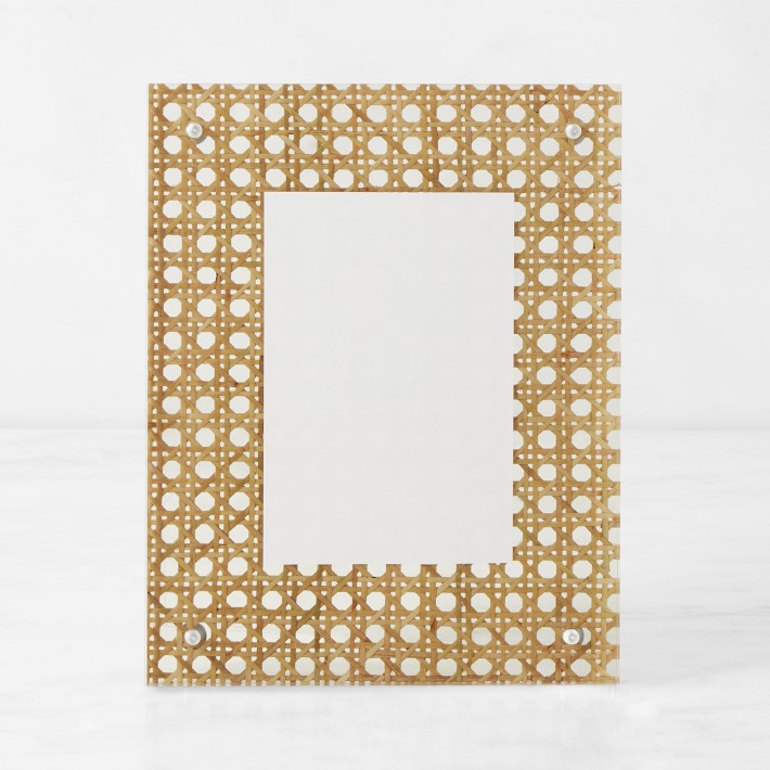 Rattan and Acrylic Block Picture Frames