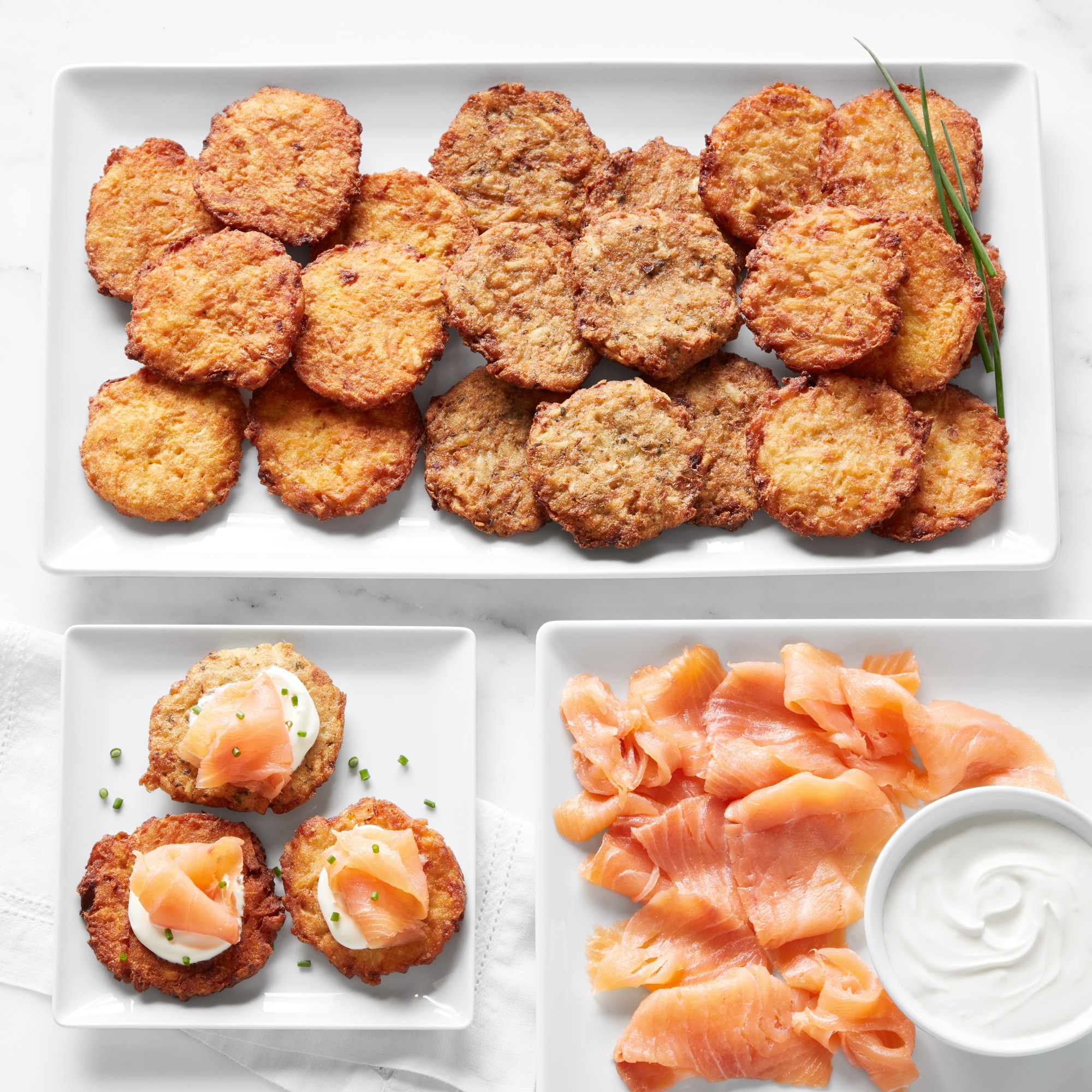 Latke Sampler with Creme Friache and Lox