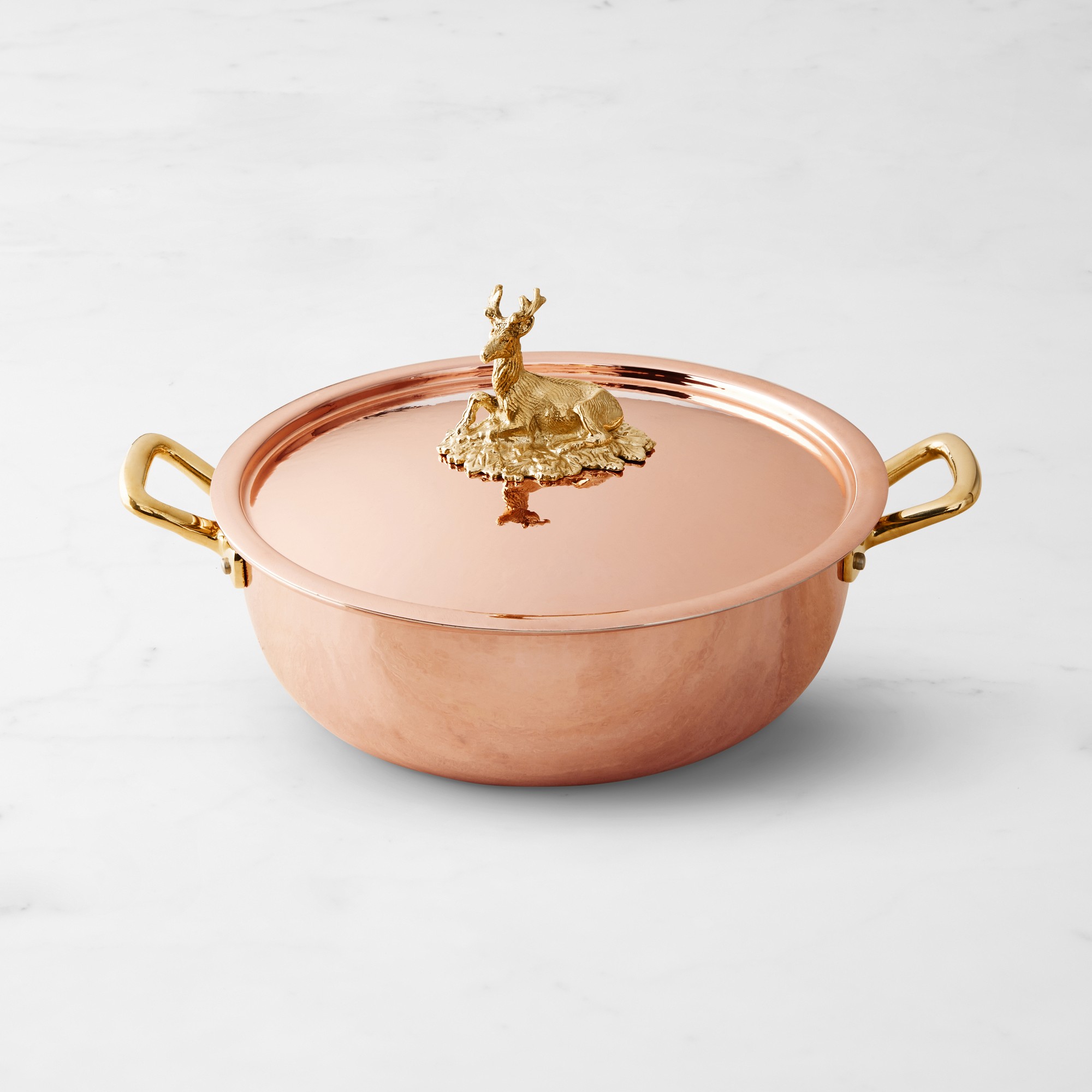 Ruffoni Historia Hammered Copper Chef Pot with Stag Knob, 4-Qt.