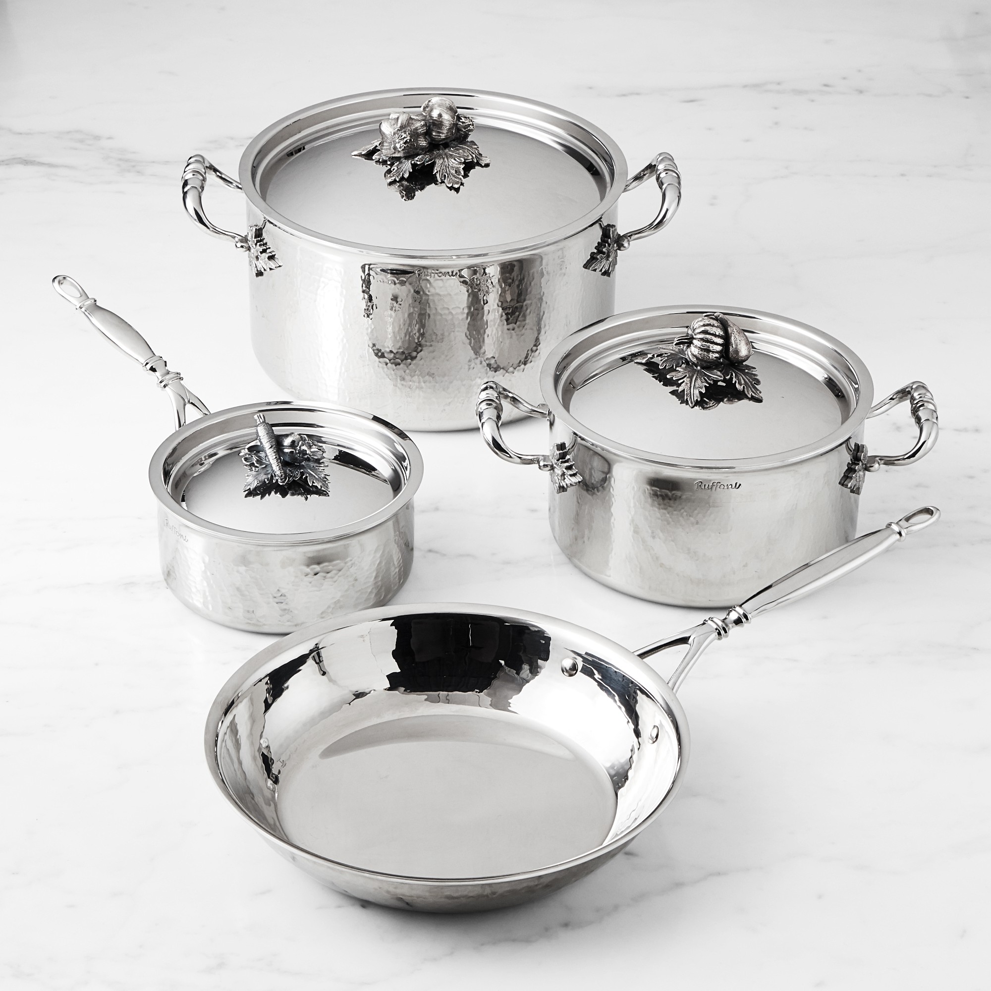 Ruffoni Opus Prima Hammered Stainless Steel -Piece Cookware Set