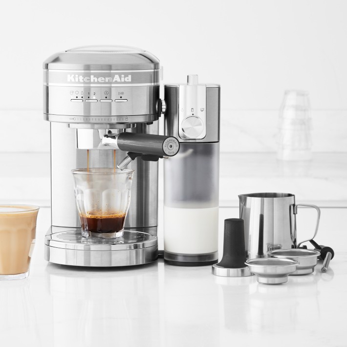 Kitchen Aid Metal Semi Automatic Espresso Machine with Automatic Milk Frother Attachment Bundle