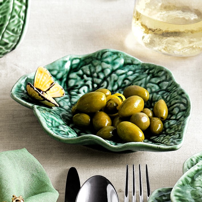 Set Of Williams Sonoma Green Cabbage Tableware