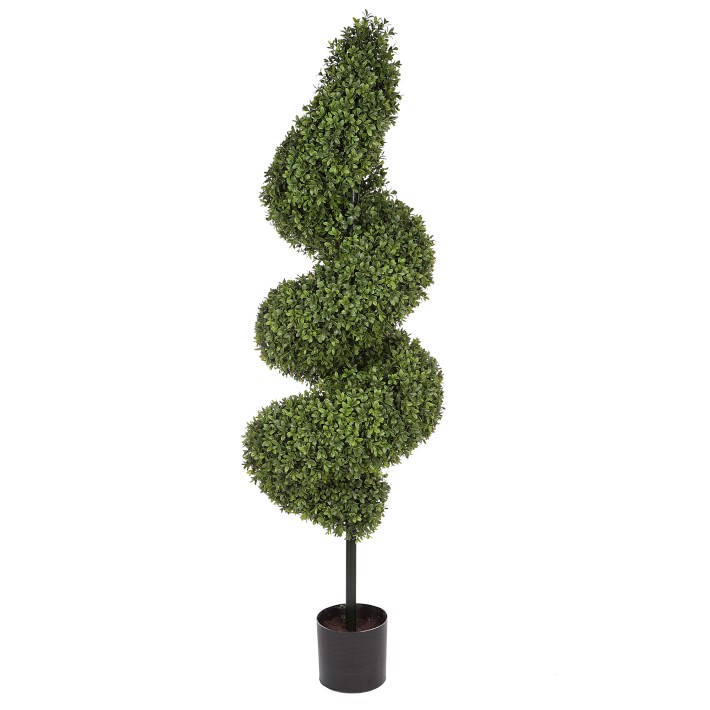 5' Faux Boxwood Spiral Tree, Indoor/Sheltered Outdoor