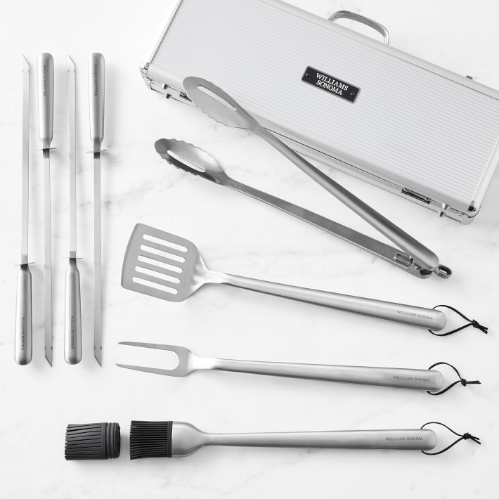 Williams Sonoma Stainless-Steel Handled BBQ Tool Set with Storage Case
