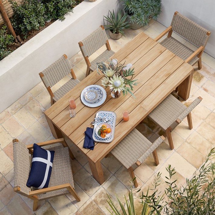 Larnaca Teak Extendable Dining Table &amp; All-Weather Weave Dining Chairs