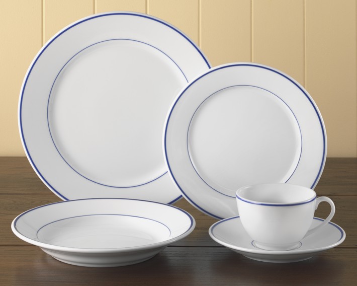 Apilco Tradition Blue-Banded Porcelain Dinnerware Sets