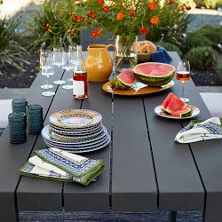 Grey metal outdoor on sale dining table