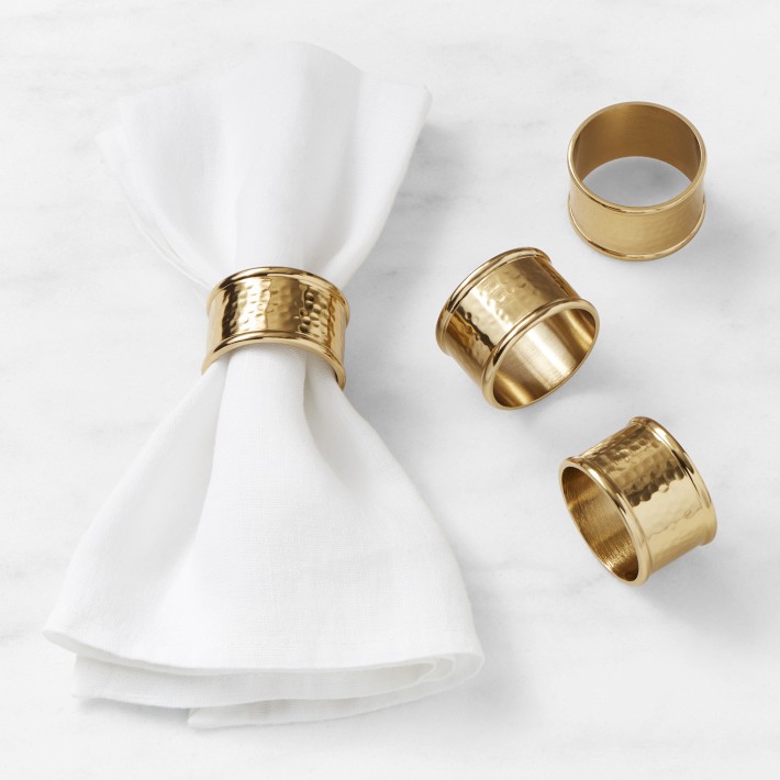 Olive Branch Napkin Rings, Brass Tone Aluminum Napkin Rings with Olive –  MyGift