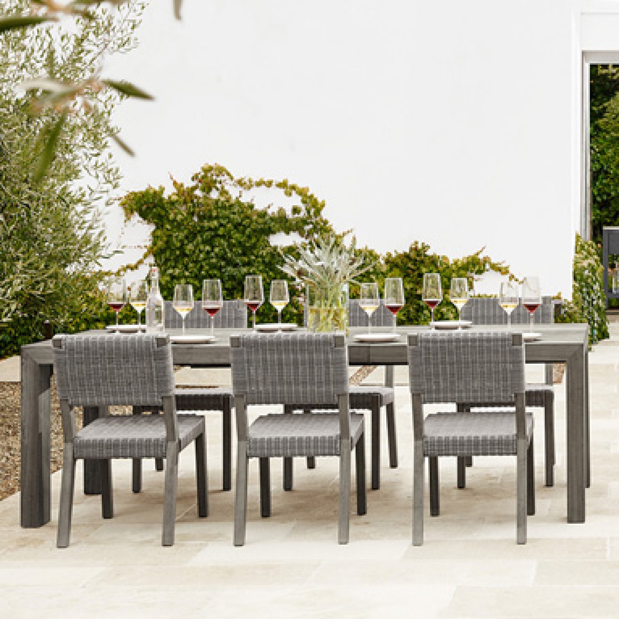 Larnaca Outdoor Teak Extendable Dining Table, 72", Grey