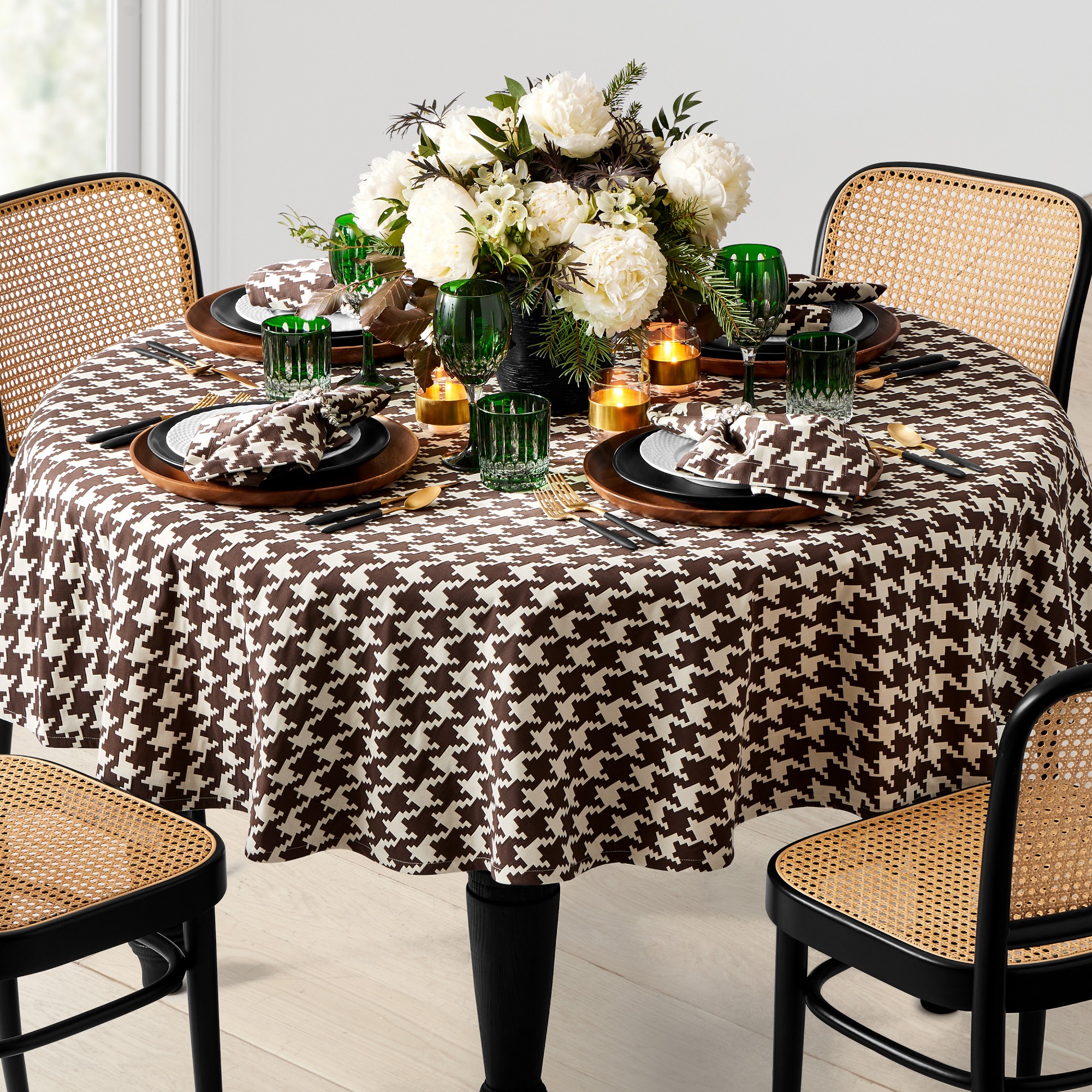Houndstooth Round Tablecloth