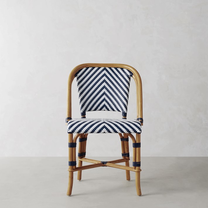 Parisian Bistro Woven Side Chair, Blue/White