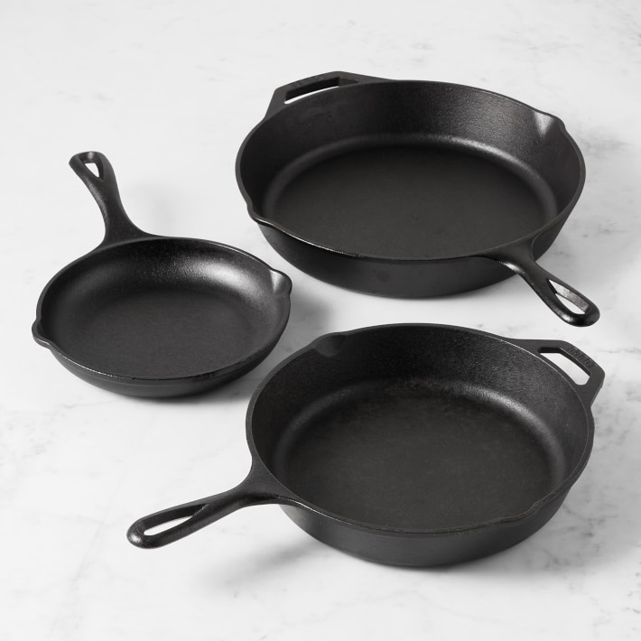 Lodge Chef Collection Seasoned Cast-Iron Covered Skillet Set of 3