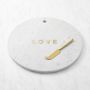 Marble &amp; Brass &quot;Love&quot; Round Cheese Board with Knife