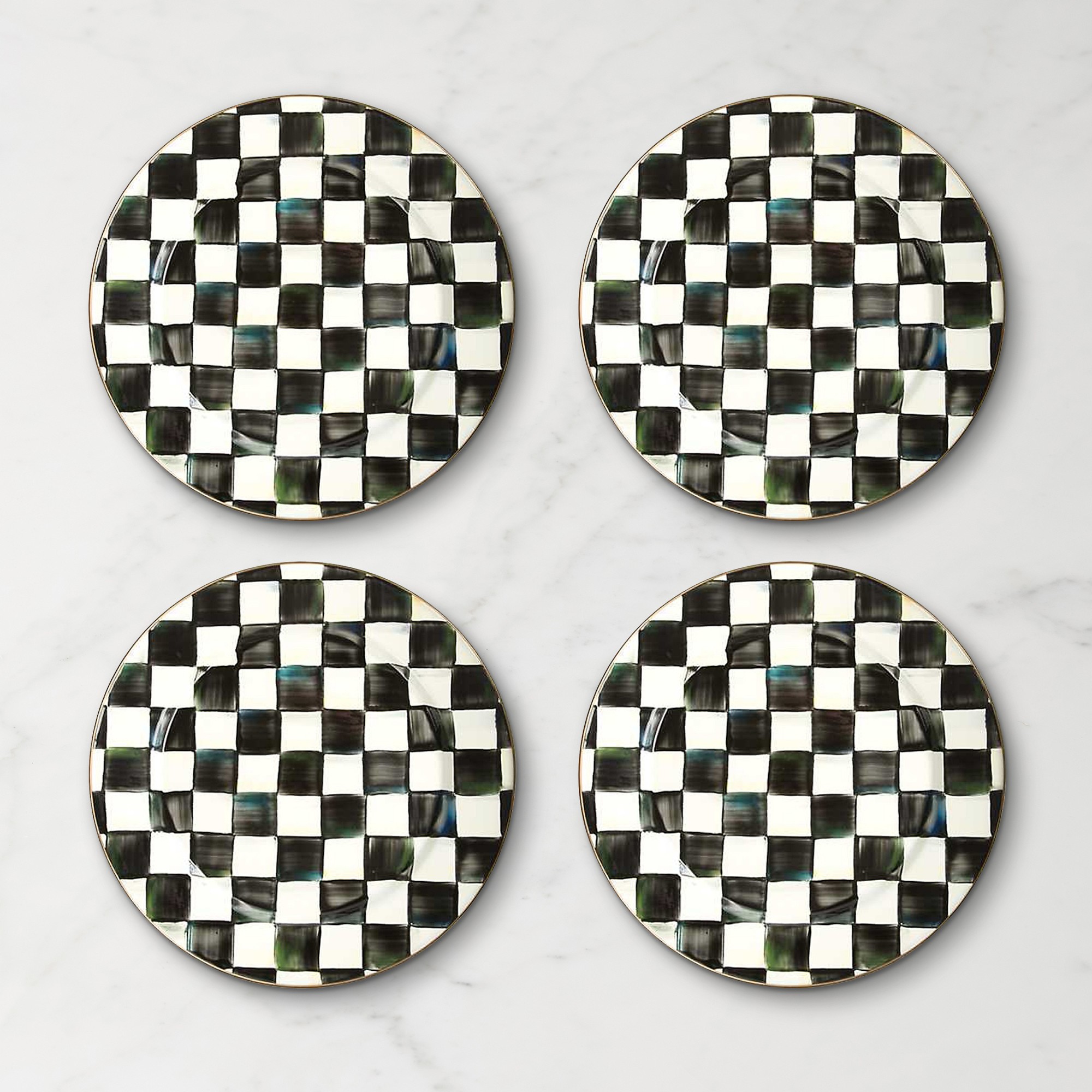 MacKenzie-Childs Courtly Check Chargers, Set of 4