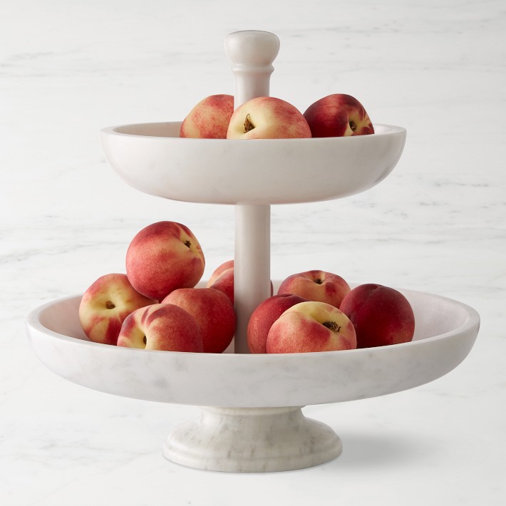 Williams Sonoma Marble Two Tier Fruit Bowl