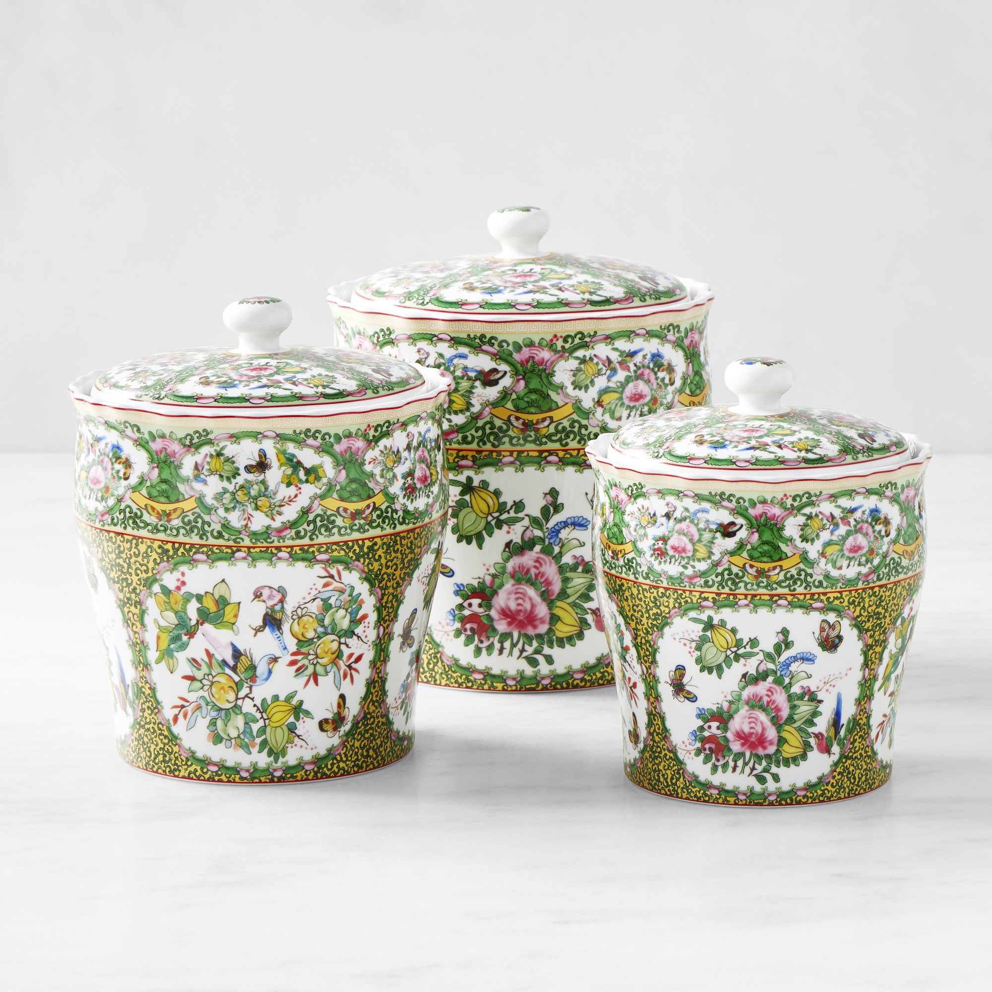 Williams Sonoma Famille Rose Porcelain Canisters