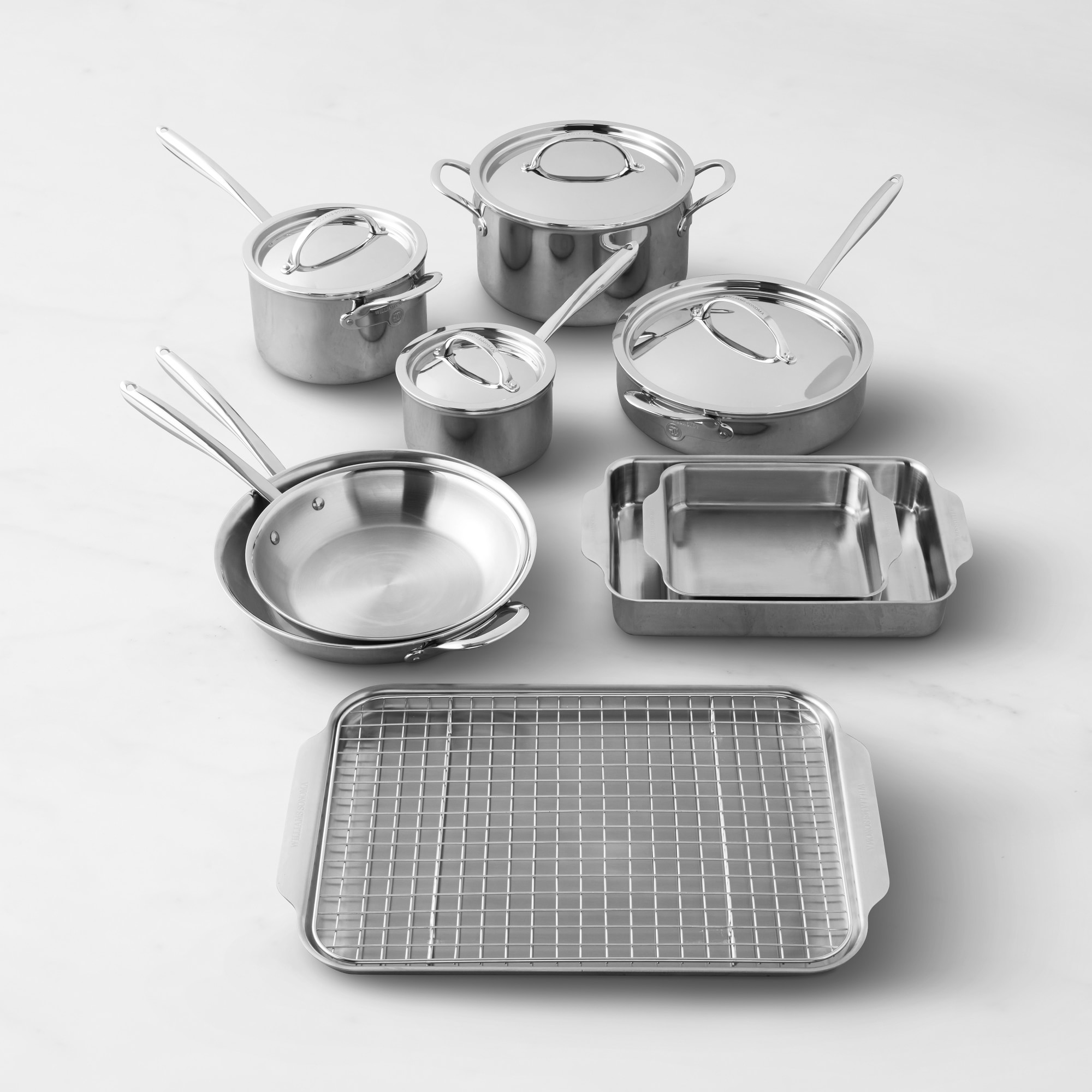Williams Sonoma Thermo-Clad Stainless Steel -Piece Ultimate Cookware and Ovenware Set