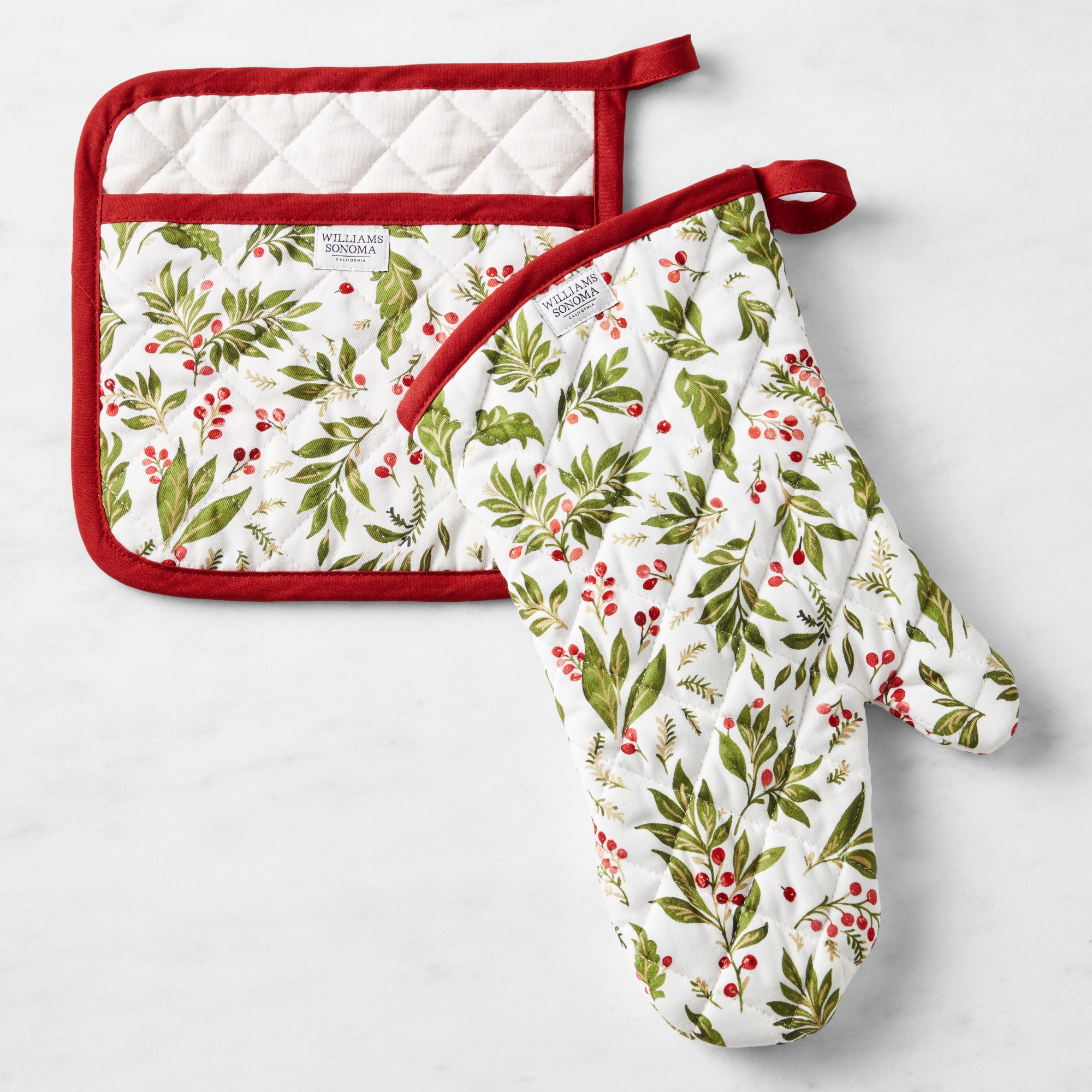 Noel Floral Oven Mitt & Potholder Set