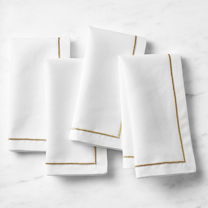 Gold Border Napkins, Set of 4, Williams Sonoma CA