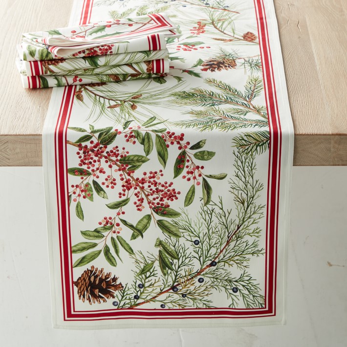Woodland Berry Table Runner & Napkins, Set of 4 Williams Sonoma CA
