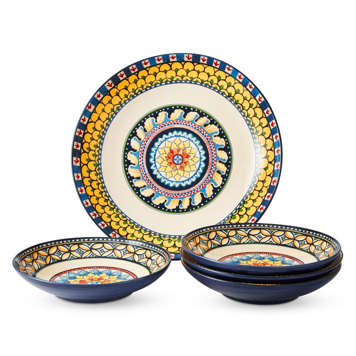 Sicily Ceramic Pasta Bowl Set with Serve Bowl