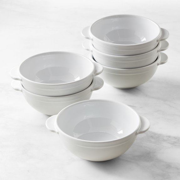 Williams-Sonoma BRASSERIE MAROON Soup Bowls Dark RED Japan Porcelain Set of  18