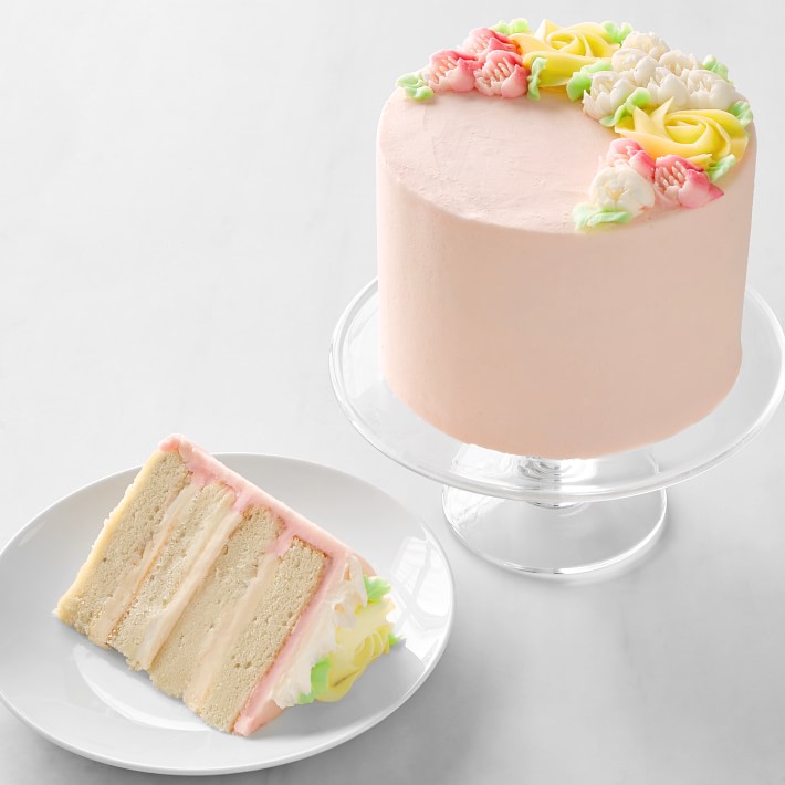 Pink Flower Four-Layer Vanilla Cake, Serves 8-10, Immediate Delivery