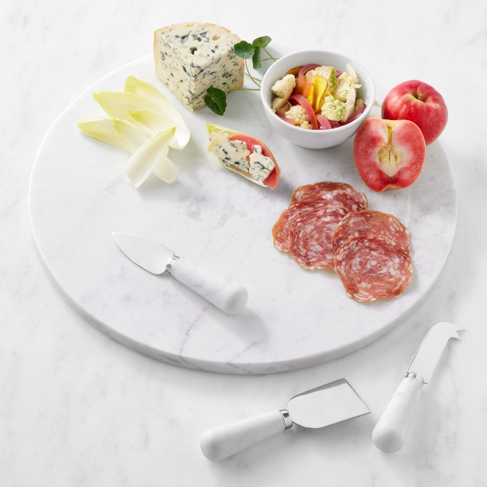 Marble Round Cheese Board with Marble Cheese Knives