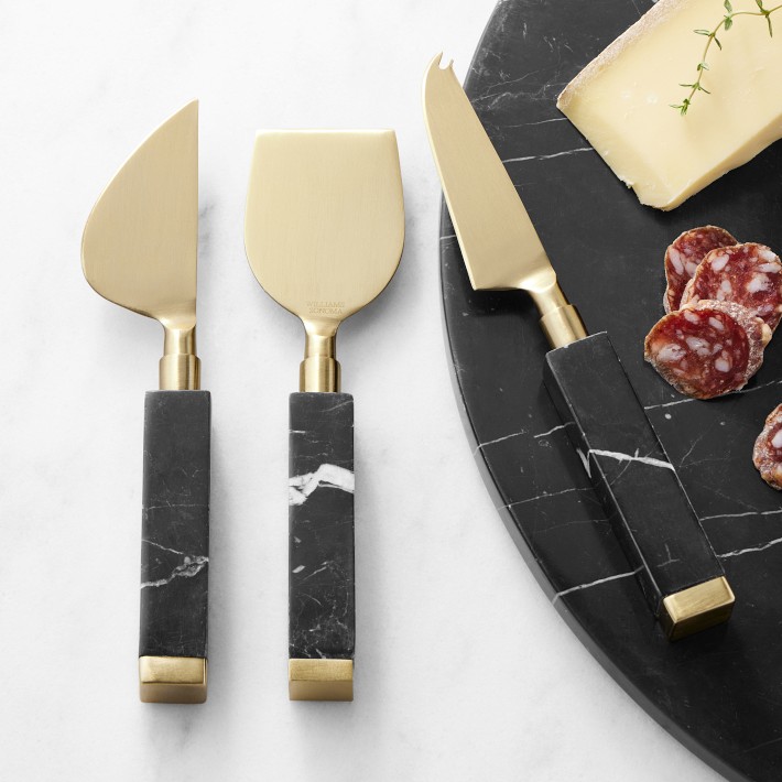 Black Marble Cheese Knives, Set of 3