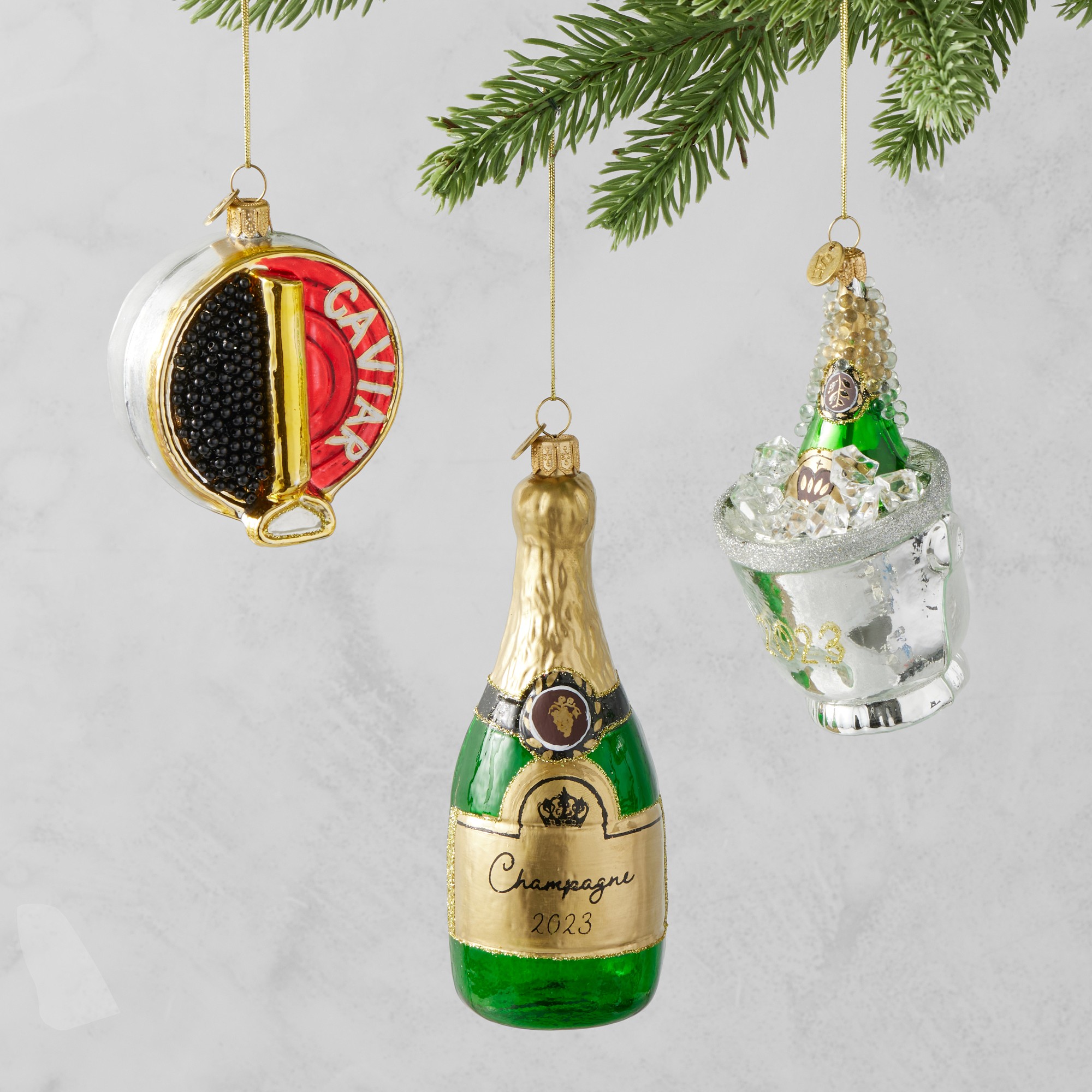 Champagne & Caviar Party Ornament Collection
