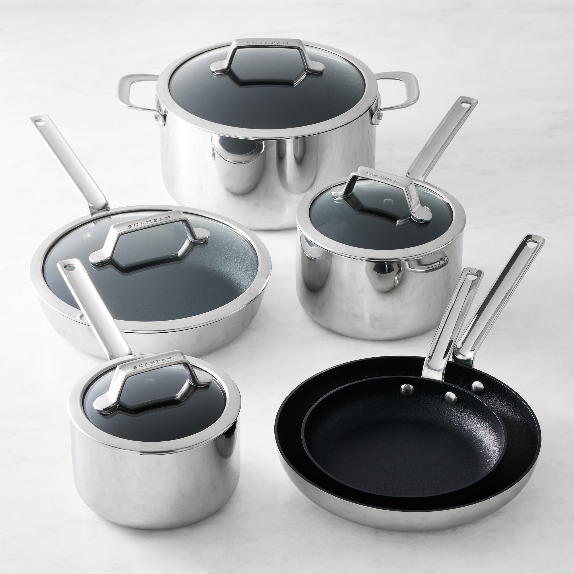 SCANPAN® TSS+ Stainless-Steel Nonstick -Piece Cookware Set