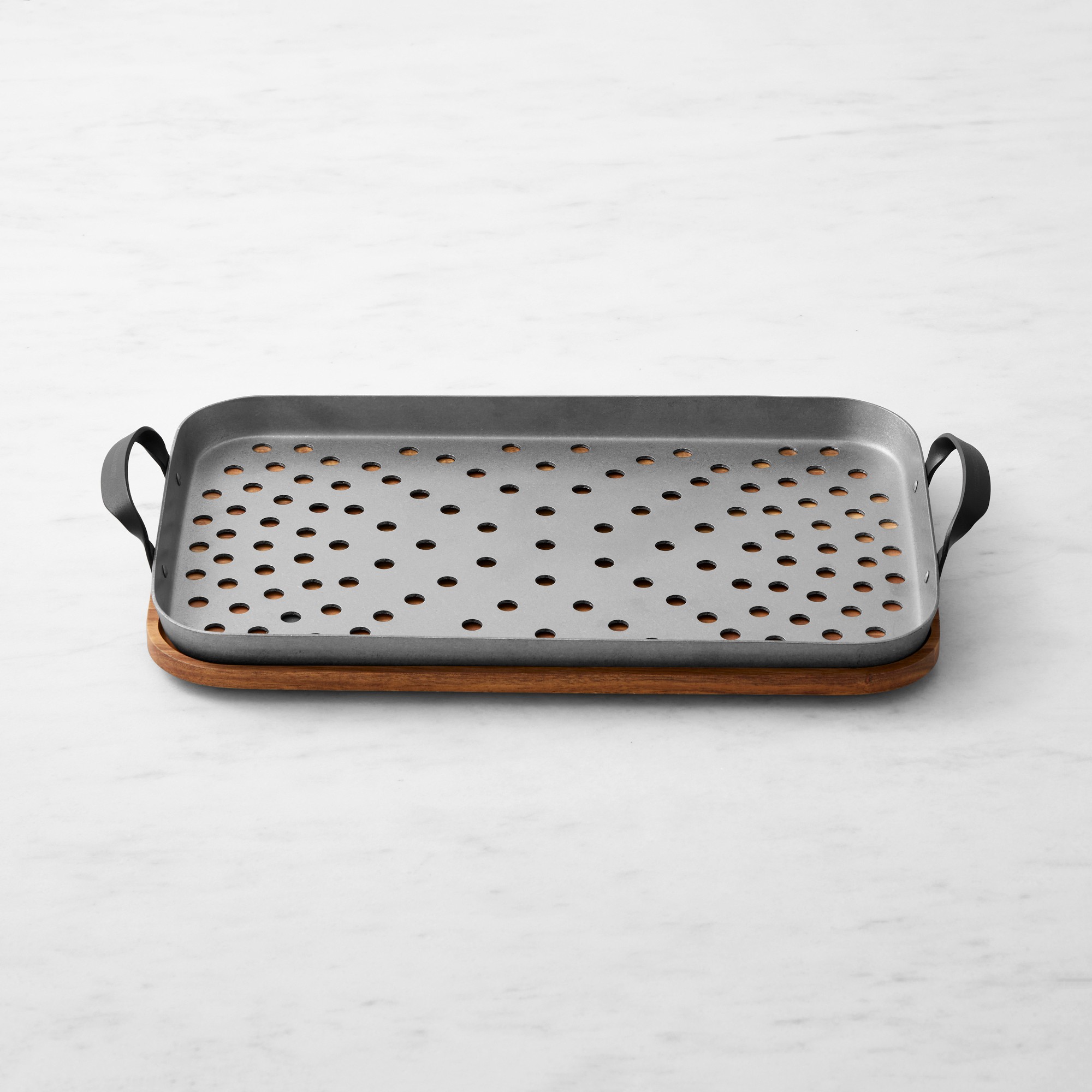 Williams Sonoma Outdoor Stainless-Steel Rectangular Roaster with Trivet