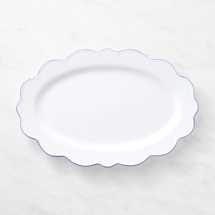 AERIN Garden Bouquet Blue Scalloped Platter