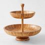 Williams Sonoma Olivewood Two Tiered Fruit Bowl