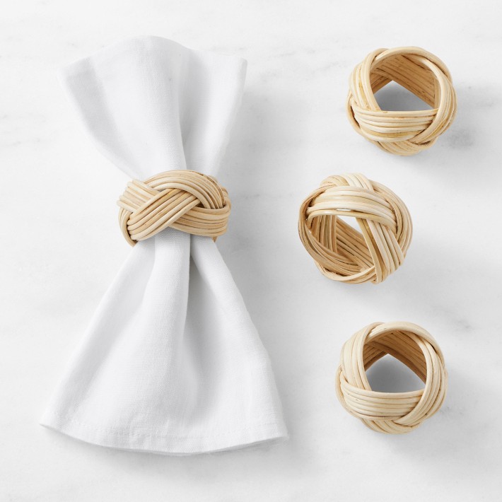 AERIN Braided Woven Napkin Rings, Set of 4