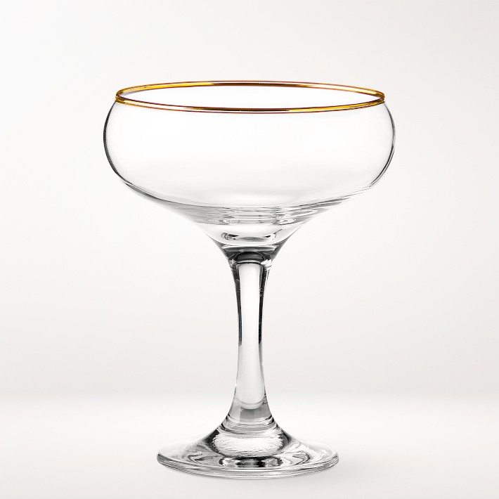 Gold Rim Champagne Coupe Glasses, Set of 4