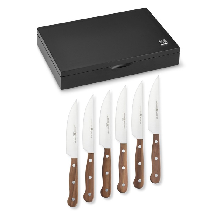 W&#252;sthof Steak Knives with Plum Wood Handles, Set of 6