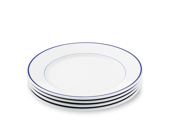 Set of 3 Brasserie Blue-Banded Porcelain Salad Plates