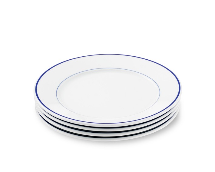 Apilco Tradition Blue-Banded Porcelain Salad Plates