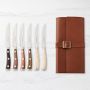 W&#252;sthof Ikon Mixed Wood Steak Knives with Leather Knives Roll, Set of 6
