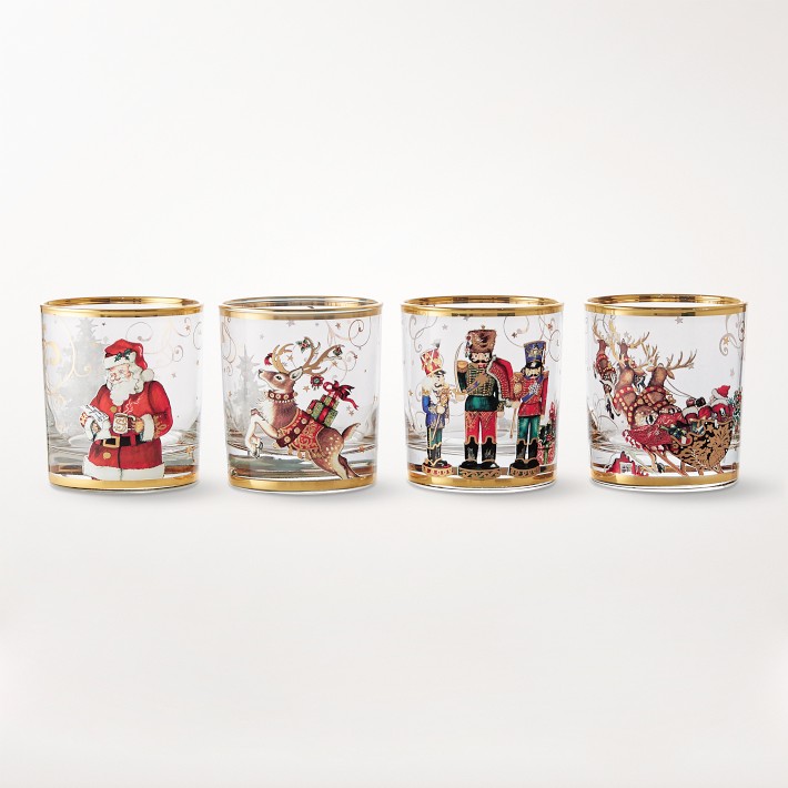 'Twas the Night Before Christmas Double Old-Fashioned Glasses, Mixed, Set of 4