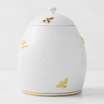 Williams Sonoma Honeycomb Porcelain Figural Cookie Jar Williams Sonoma   Img94m 