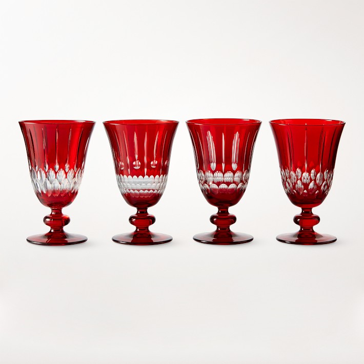 Wilshire Jewel Cut Red Goblets Mixed, Set of 4, Red