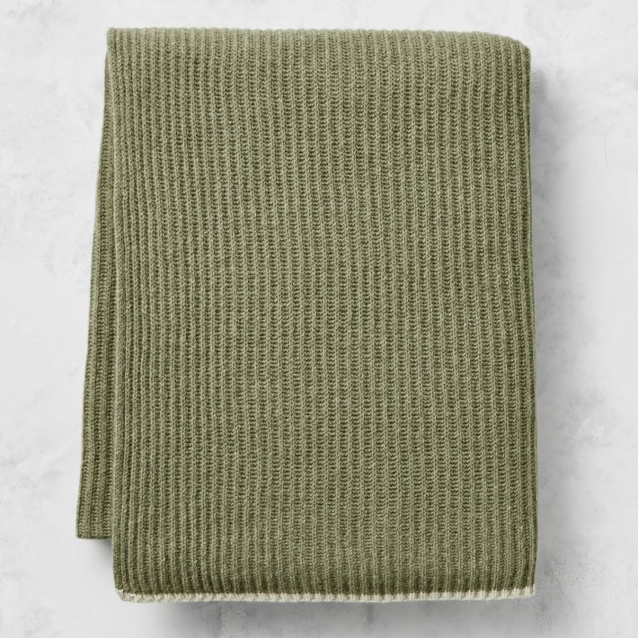 Eco-Friendly Contrast Edge Cashmere Knit Throw