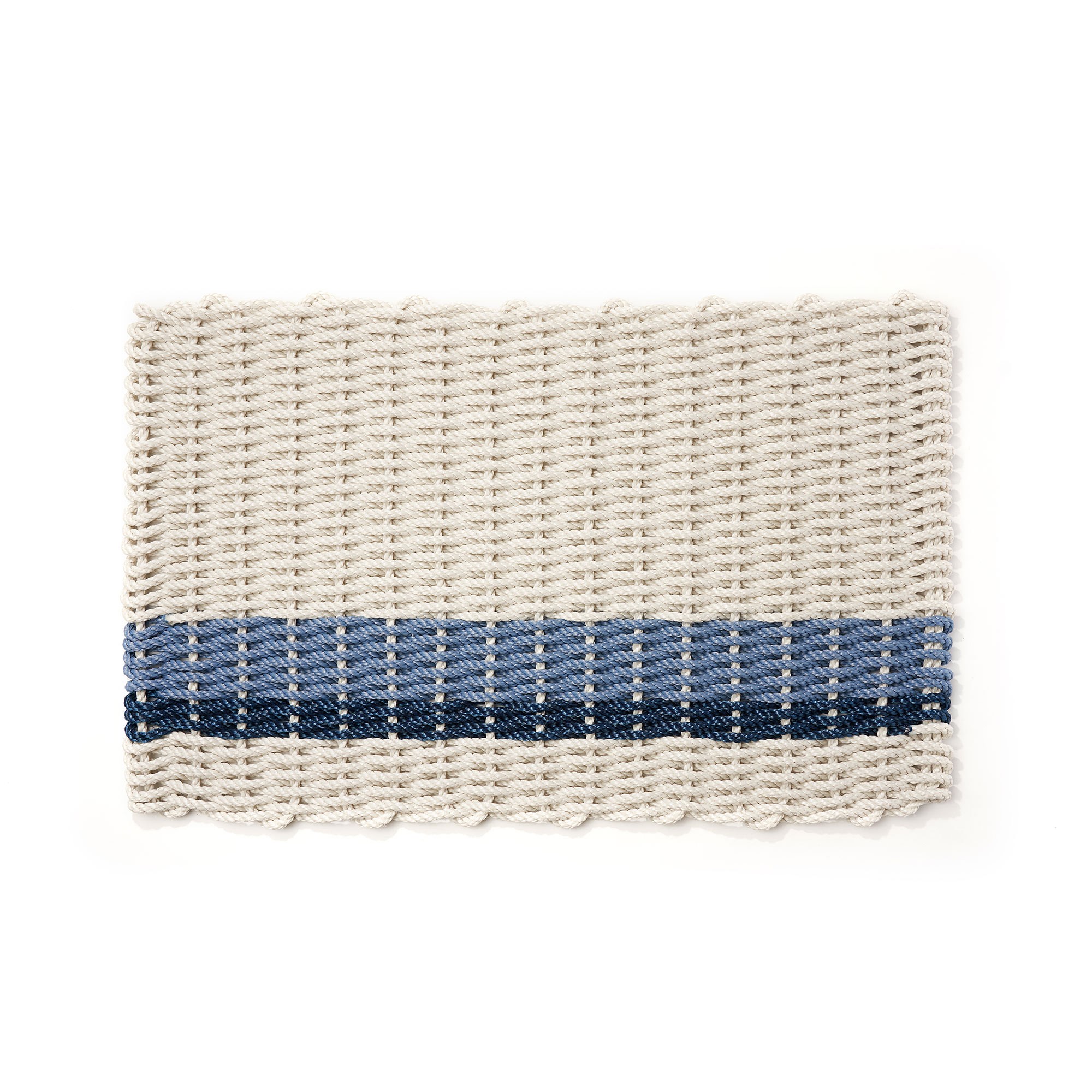 The Rope Co. Oyster with Glacier Bay & Navy Stripes Doormat