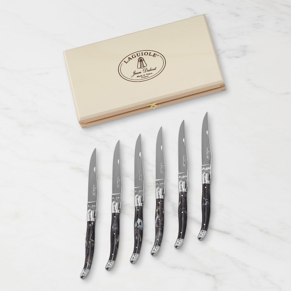 Dubost Laguiole Black Faux Horn Steak Knives Set of 6 Williams Sonoma