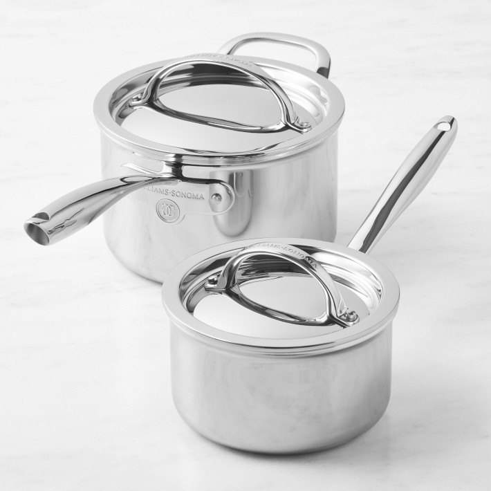 Williams Sonoma Signature Thermo-Clad&#8482; Stainless-Steel Saucepan Set, 1 1/2 &amp; 3-Qt.