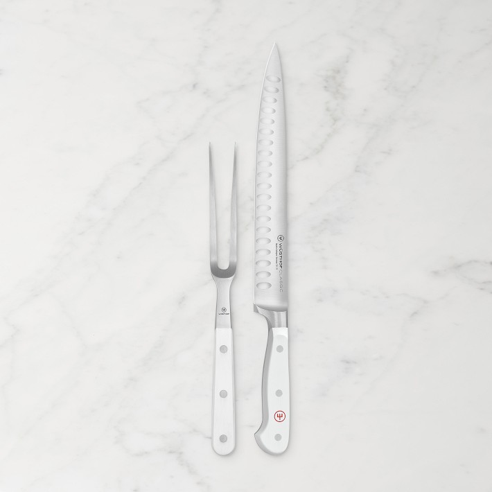 W&#252;sthof Classic White Carving Knife &amp; Meat Fork Set
