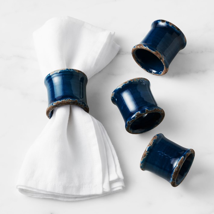 Rustic Ceramic Napkin Rings, Set of 4