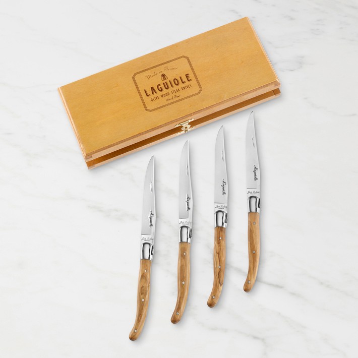Laguiole Jean Dubost Olivewood Steak Knives, Set of 4